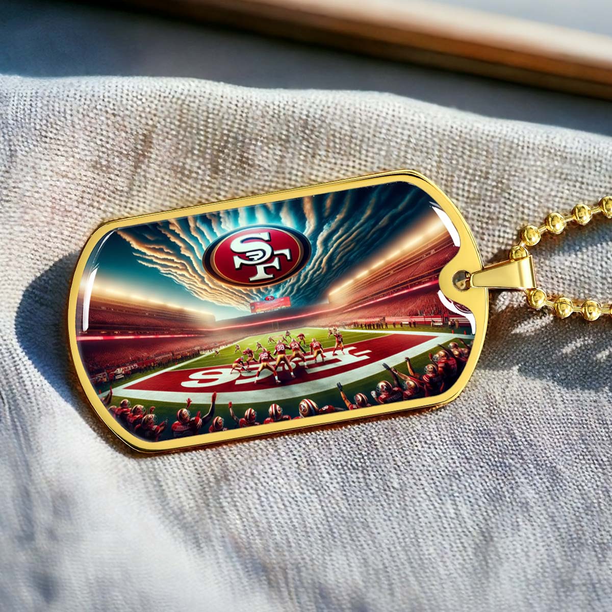 American Football - AFD039 - San Francisco 49ers Stadium - American Football Dog Tag - Military Ball Chain - Luxury Dog Tag