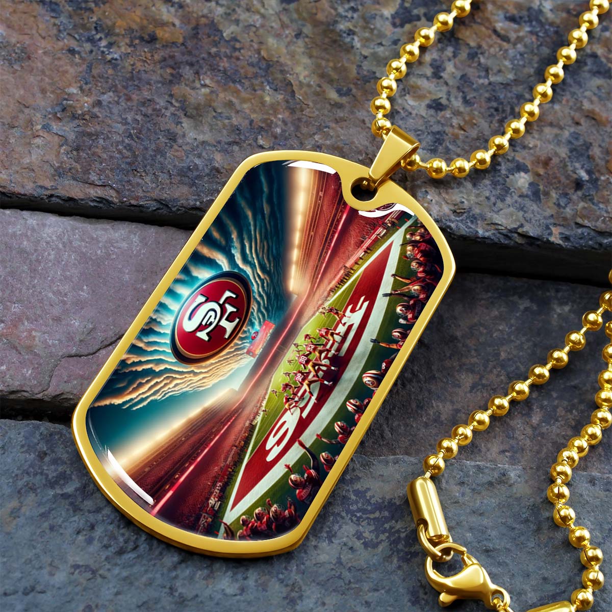 American Football - AFD039 - San Francisco 49ers Stadium - American Football Dog Tag - Military Ball Chain - Luxury Dog Tag