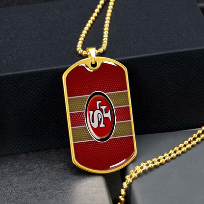 American Football - AFD041 - San Francisco 49ers - Capture The Spirit Of Football - American Football Dog Tag - Military Ball Chain - Luxury Dog Tag