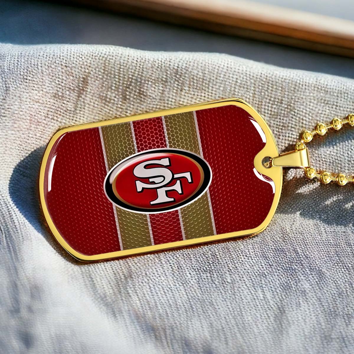 American Football - AFD041 - San Francisco 49ers - Capture The Spirit Of Football - American Football Dog Tag - Military Ball Chain - Luxury Dog Tag