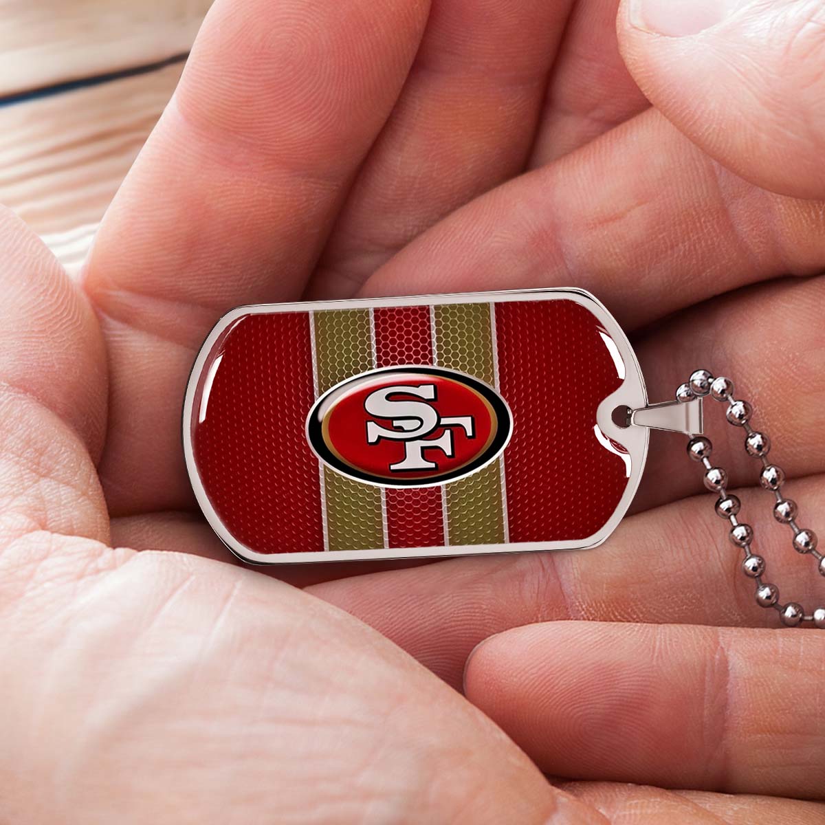 American Football - AFD041 - San Francisco 49ers - Capture The Spirit Of Football - American Football Dog Tag - Military Ball Chain - Luxury Dog Tag