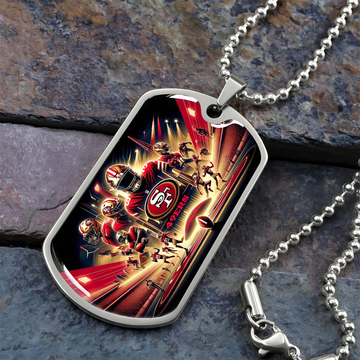 American Football - AFD042 - San Francisco 49ers NFL Super Bowl - American Football Dog Tag - Military Ball Chain - Luxury Dog Tag