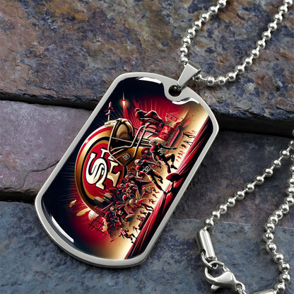 American Football - AFD043 - San Francisco 49ers NFL Super Bowl Spirit - American Football Dog Tag - Military Ball Chain - Luxury Dog Tag