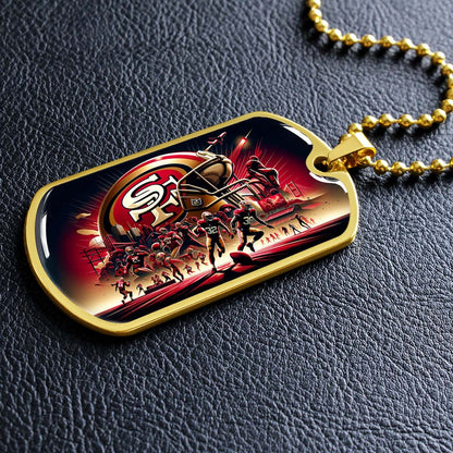 American Football - AFD043 - San Francisco 49ers NFL Super Bowl Spirit - American Football Dog Tag - Military Ball Chain - Luxury Dog Tag