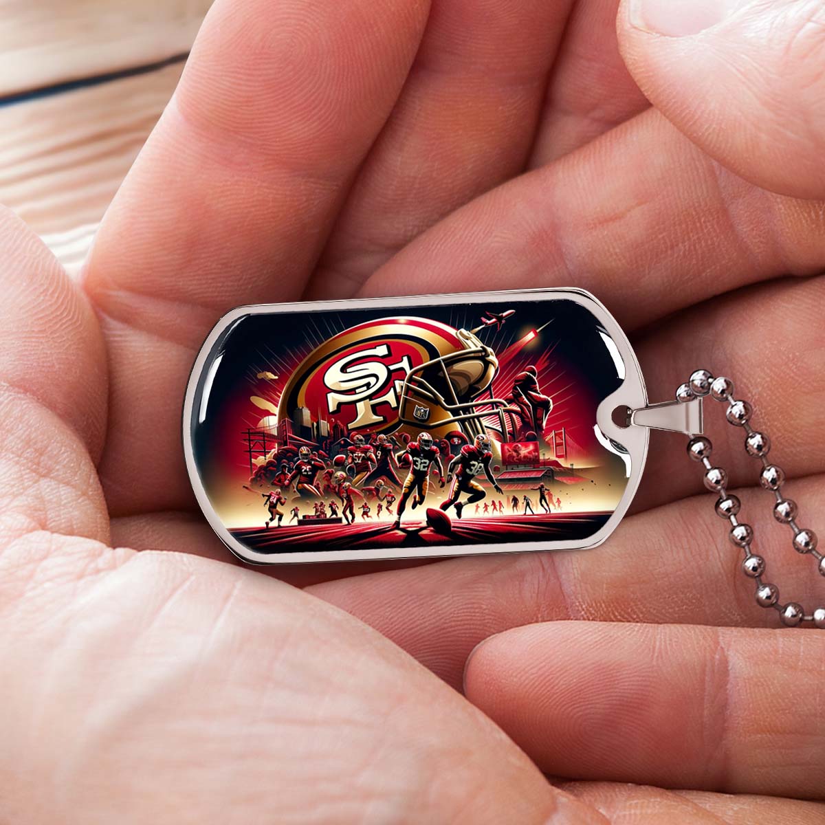 American Football - AFD043 - San Francisco 49ers NFL Super Bowl Spirit - American Football Dog Tag - Military Ball Chain - Luxury Dog Tag