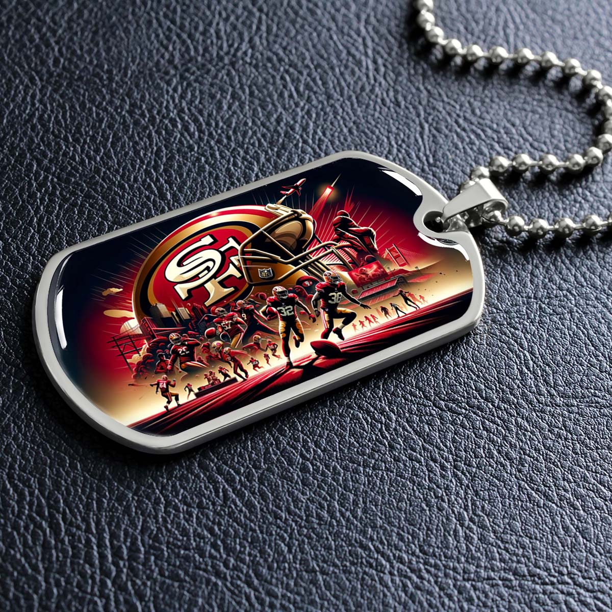 American Football - AFD043 - San Francisco 49ers NFL Super Bowl Spirit - American Football Dog Tag - Military Ball Chain - Luxury Dog Tag