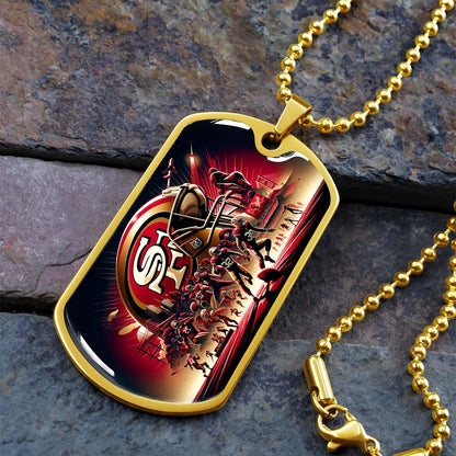 American Football - AFD043 - San Francisco 49ers NFL Super Bowl Spirit - American Football Dog Tag - Military Ball Chain - Luxury Dog Tag