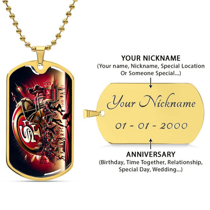 American Football - AFD043 - San Francisco 49ers NFL Super Bowl Spirit - American Football Dog Tag - Military Ball Chain - Luxury Dog Tag