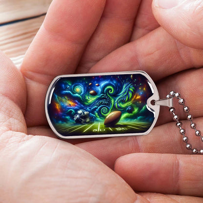 American Football - AFD044 - Seattle Seahawks Cosmic Touchdown - American Football Dog Tag - Military Ball Chain - Luxury Dog Tag