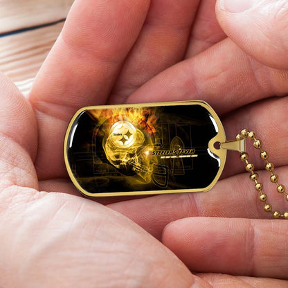 American Football - AFD046 - Steelers Fever A Passion for Pittsburgh Sports - American Football Dog Tag - Military Ball Chain - Luxury Dog Tag