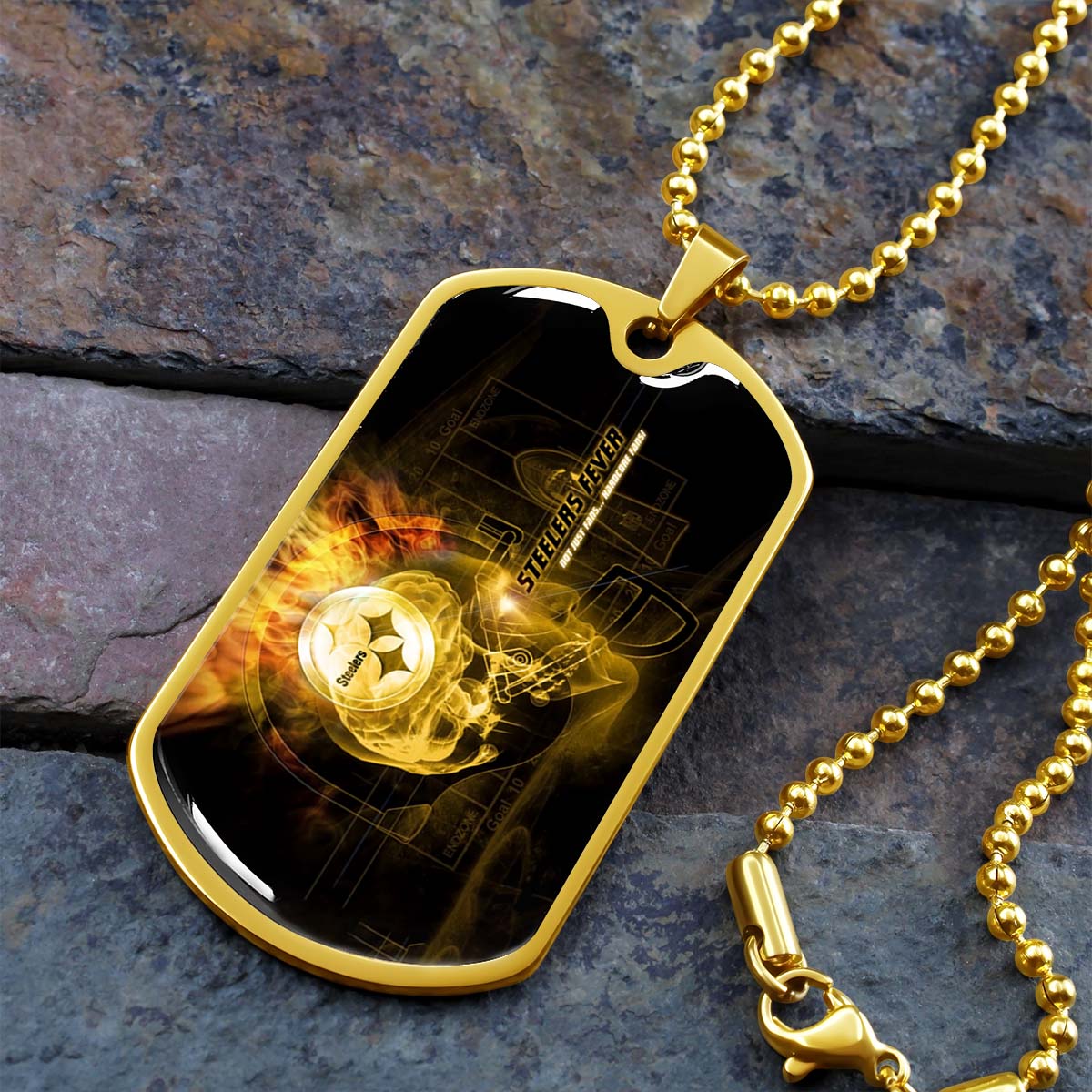 American Football - AFD046 - Steelers Fever A Passion for Pittsburgh Sports - American Football Dog Tag - Military Ball Chain - Luxury Dog Tag
