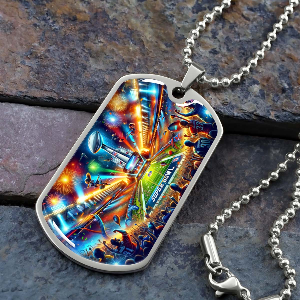 American Football - AFD047 - Super Bowl Football Race For The NFL Trophy - American Football Dog Tag - Military Ball Chain - Luxury Dog Tag