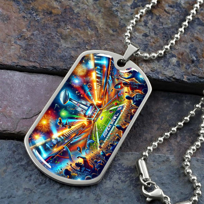 American Football - AFD047 - Super Bowl Football Race For The NFL Trophy - American Football Dog Tag - Military Ball Chain - Luxury Dog Tag