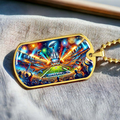 American Football - AFD047 - Super Bowl Football Race For The NFL Trophy - American Football Dog Tag - Military Ball Chain - Luxury Dog Tag