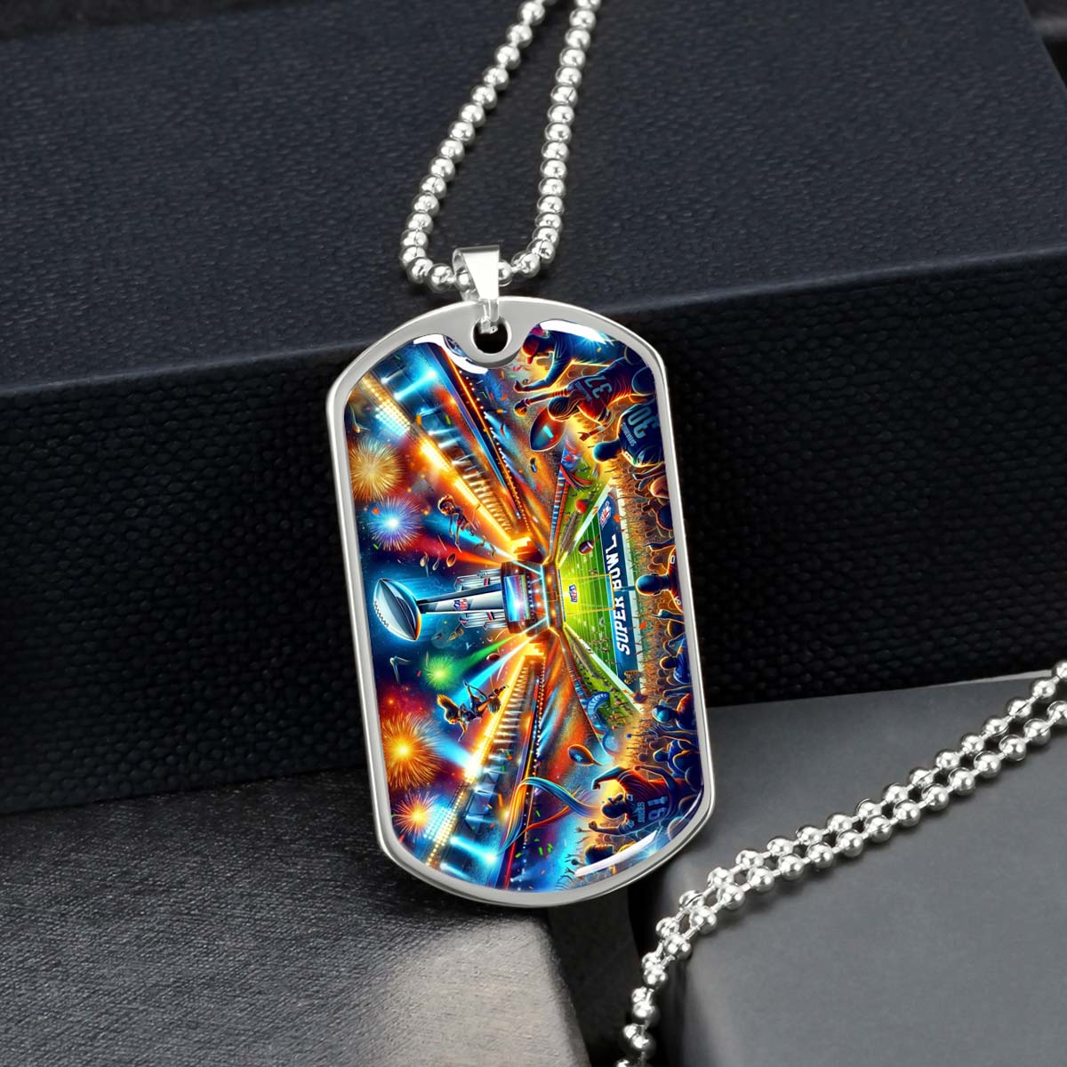 American Football - AFD047 - Super Bowl Football Race For The NFL Trophy - American Football Dog Tag - Military Ball Chain - Luxury Dog Tag