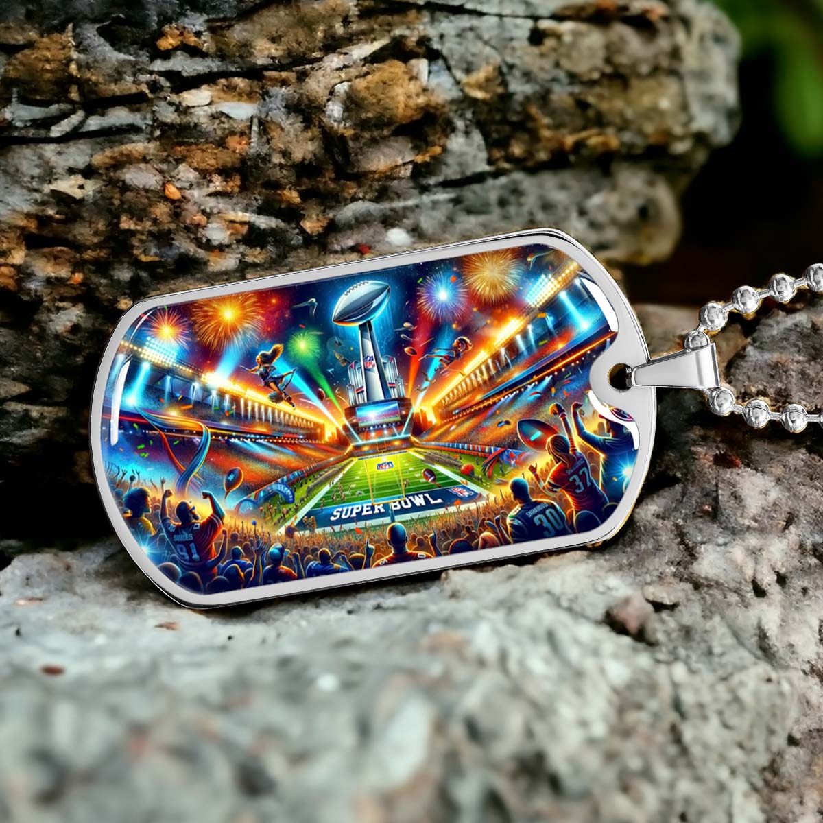 American Football - AFD047 - Super Bowl Football Race For The NFL Trophy - American Football Dog Tag - Military Ball Chain - Luxury Dog Tag