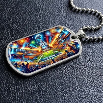 American Football - AFD047 - Super Bowl Football Race For The NFL Trophy - American Football Dog Tag - Military Ball Chain - Luxury Dog Tag