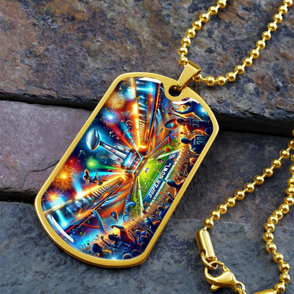 American Football - AFD047 - Super Bowl Football Race For The NFL Trophy - American Football Dog Tag - Military Ball Chain - Luxury Dog Tag