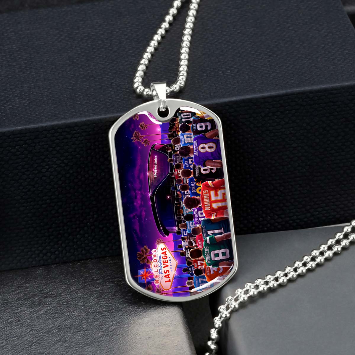American Football - AFD048 - Super Bowl - NFL Stars & Las Vegas Stadium - American Football Dog Tag - Military Ball Chain - Luxury Dog Tag