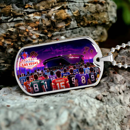 American Football - AFD048 - Super Bowl - NFL Stars & Las Vegas Stadium - American Football Dog Tag - Military Ball Chain - Luxury Dog Tag