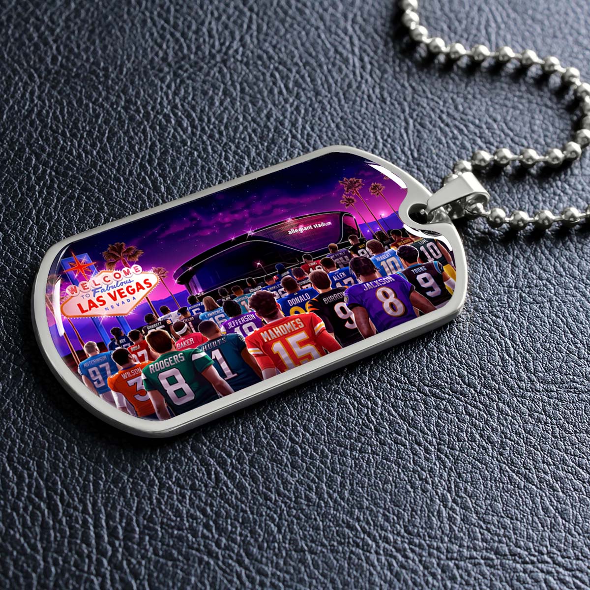 American Football - AFD048 - Super Bowl - NFL Stars & Las Vegas Stadium - American Football Dog Tag - Military Ball Chain - Luxury Dog Tag
