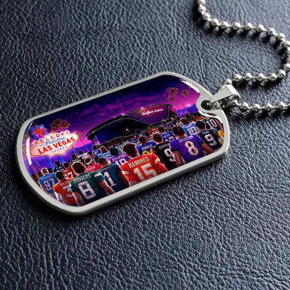 American Football - AFD048 - Super Bowl - NFL Stars & Las Vegas Stadium - American Football Dog Tag - Military Ball Chain - Luxury Dog Tag