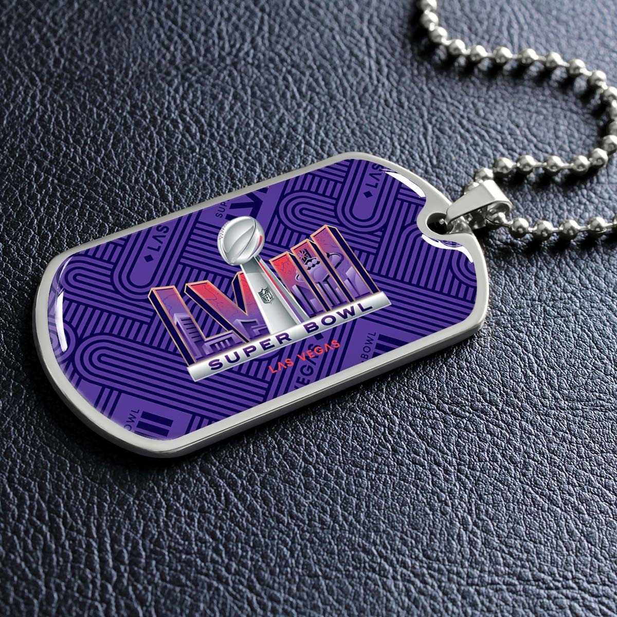 American Football - AFD049 - Super Bowl LVII NFL Championship - American Football Dog Tag - Military Ball Chain - Luxury Dog Tag