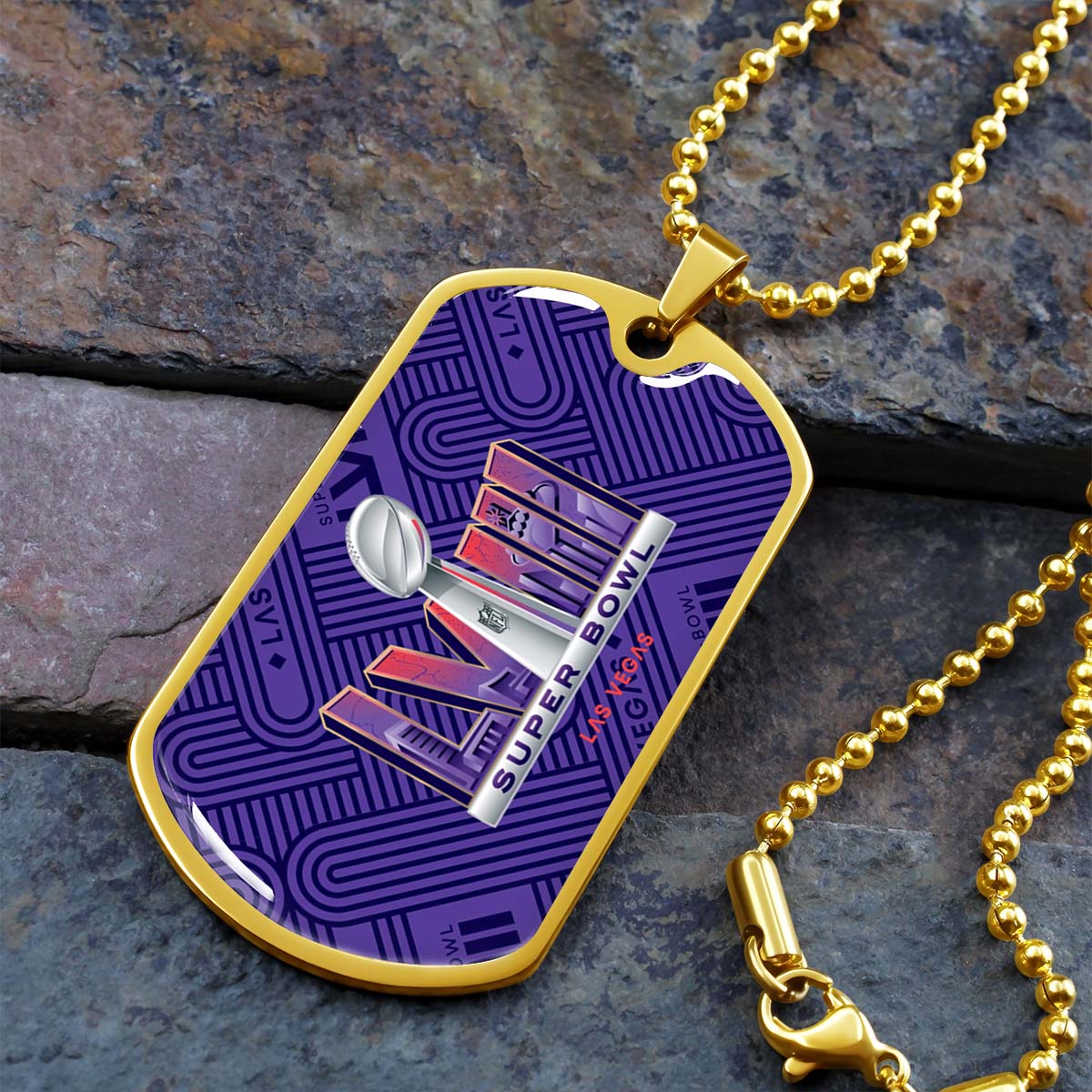 American Football - AFD049 - Super Bowl LVII NFL Championship - American Football Dog Tag - Military Ball Chain - Luxury Dog Tag