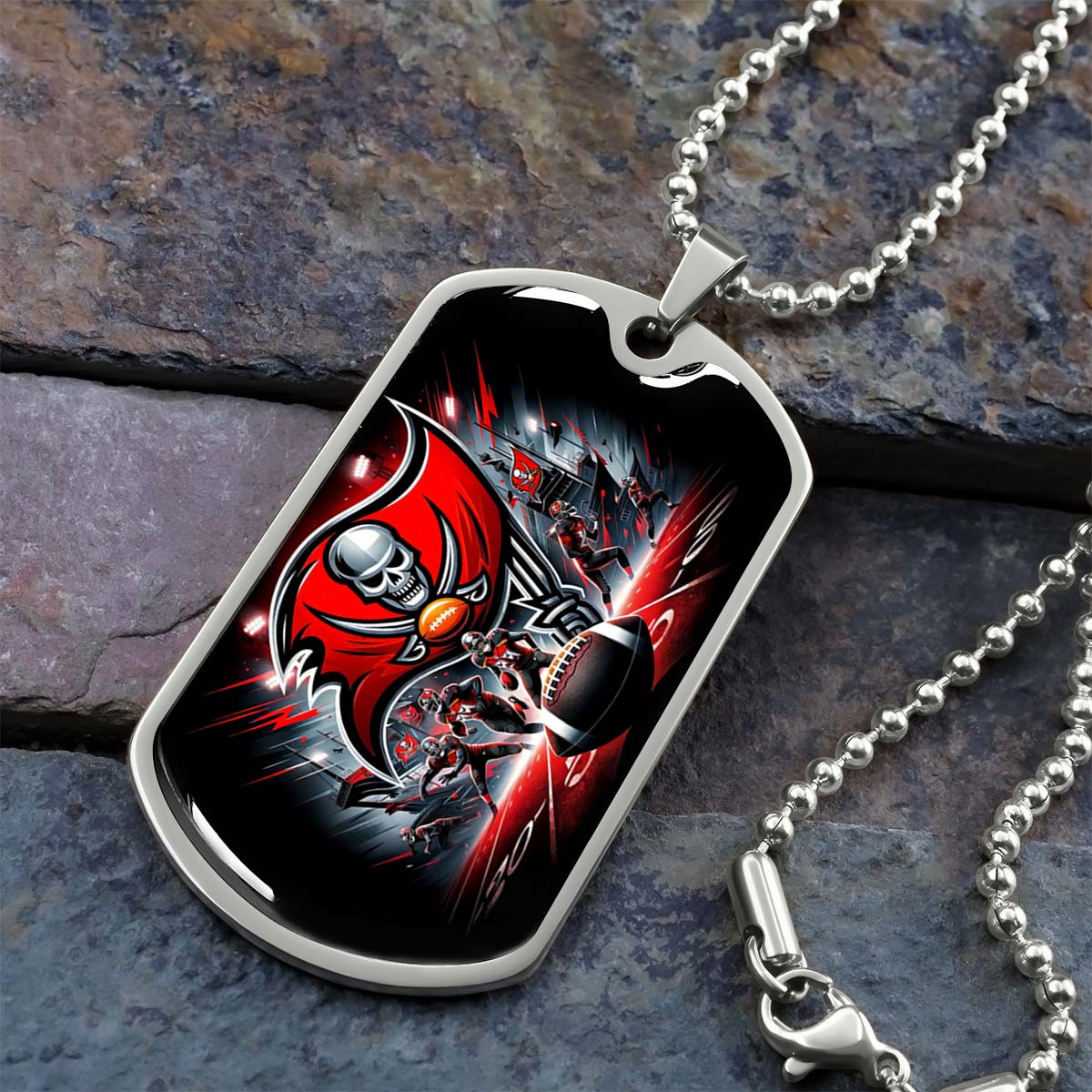 American Football - AFD050 - Tampa Bay Buccaneers NFL Super Bowl Team - American Football Dog Tag - Military Ball Chain - Luxury Dog Tag