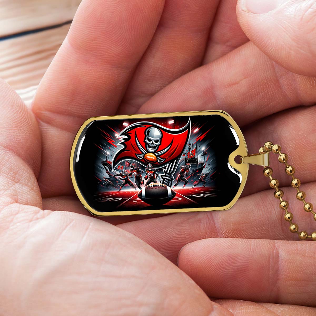 American Football - AFD050 - Tampa Bay Buccaneers NFL Super Bowl Team - American Football Dog Tag - Military Ball Chain - Luxury Dog Tag