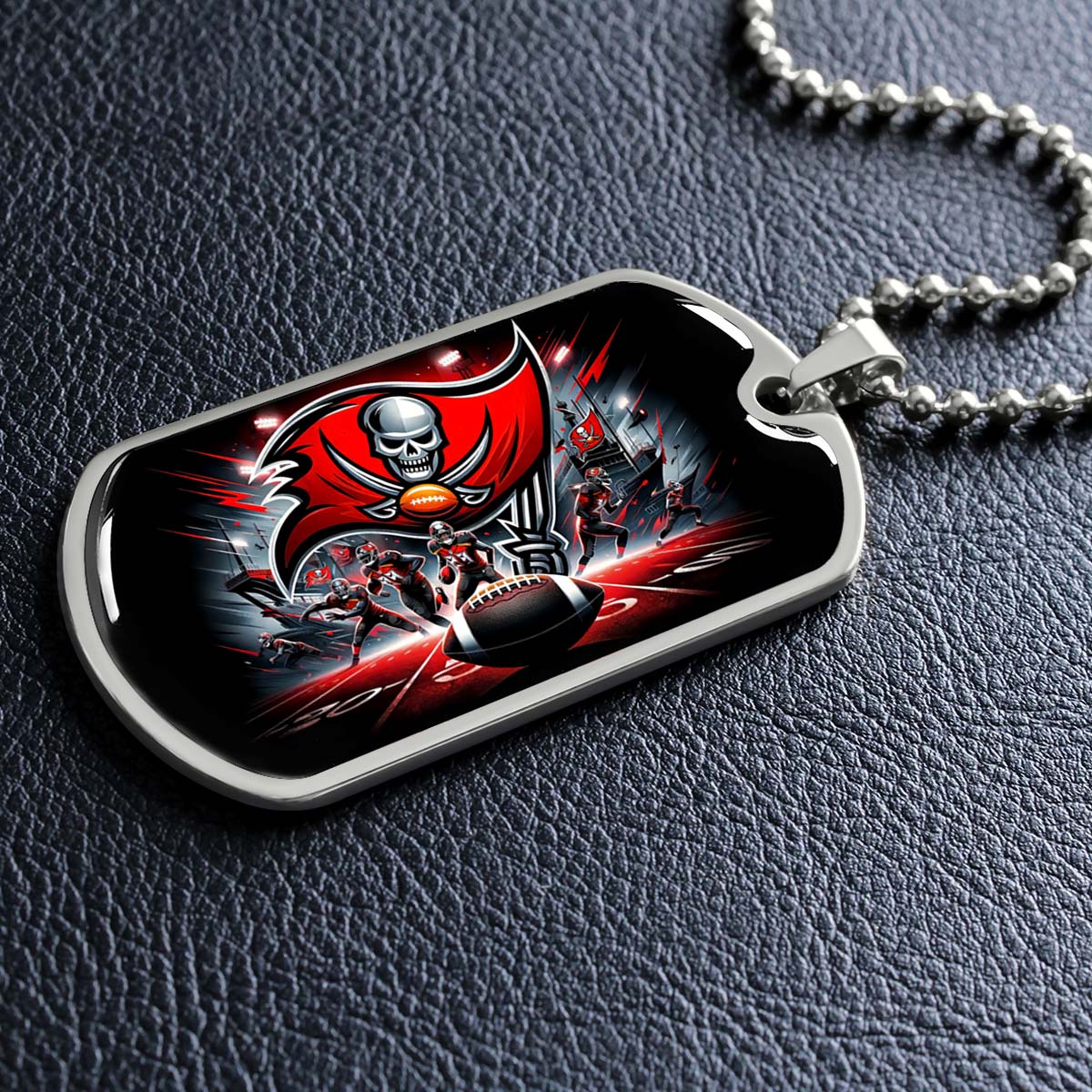 American Football - AFD050 - Tampa Bay Buccaneers NFL Super Bowl Team - American Football Dog Tag - Military Ball Chain - Luxury Dog Tag