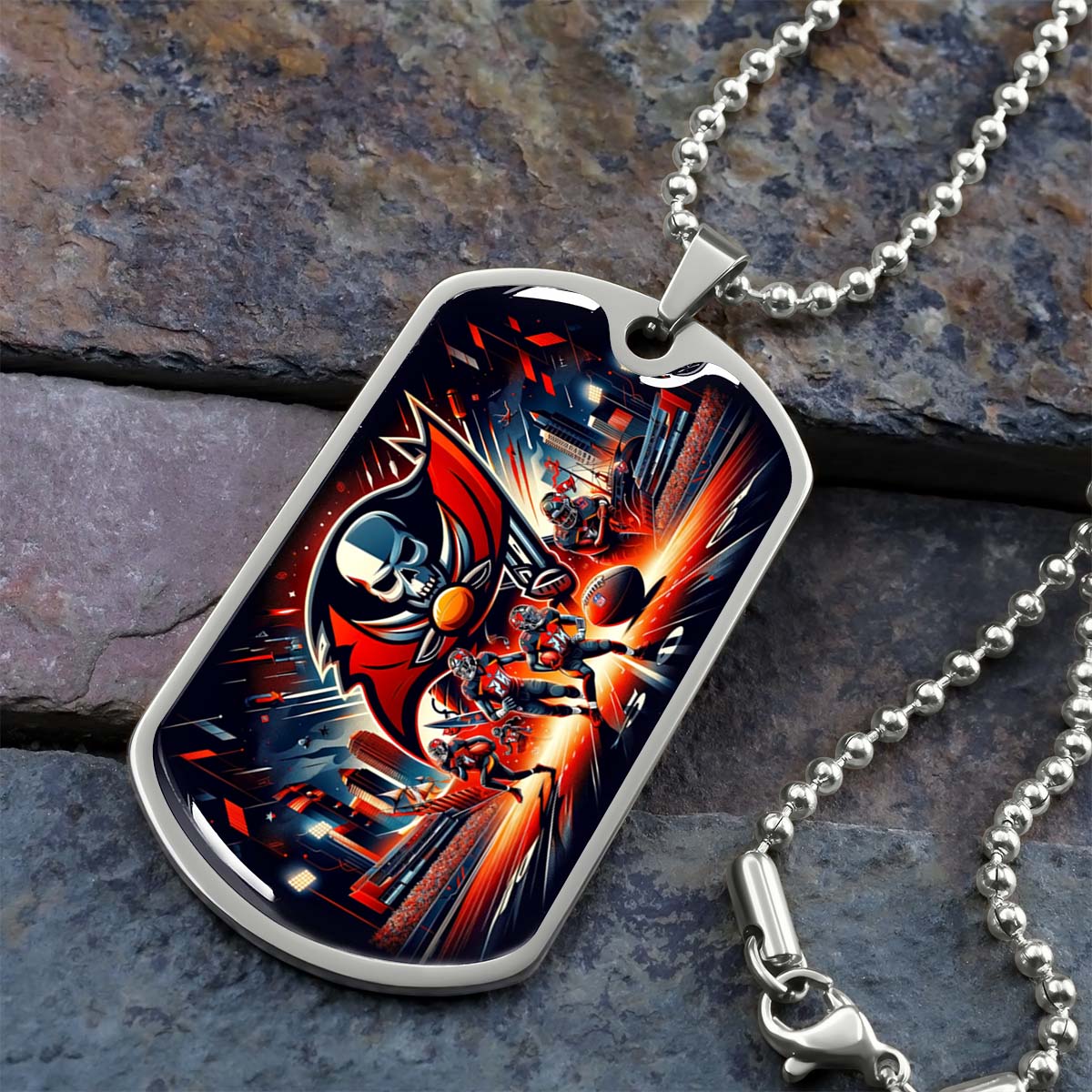 American Football - AFD051 - Tampa Bay Buccaneers Super Bowl Spirit - American Football Dog Tag - Military Ball Chain - Luxury Dog Tag