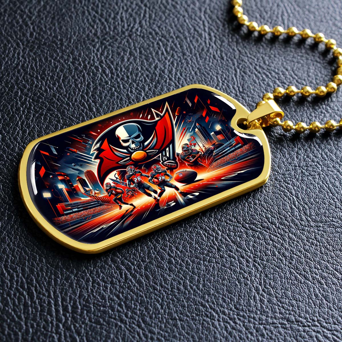 American Football - AFD051 - Tampa Bay Buccaneers Super Bowl Spirit - American Football Dog Tag - Military Ball Chain - Luxury Dog Tag