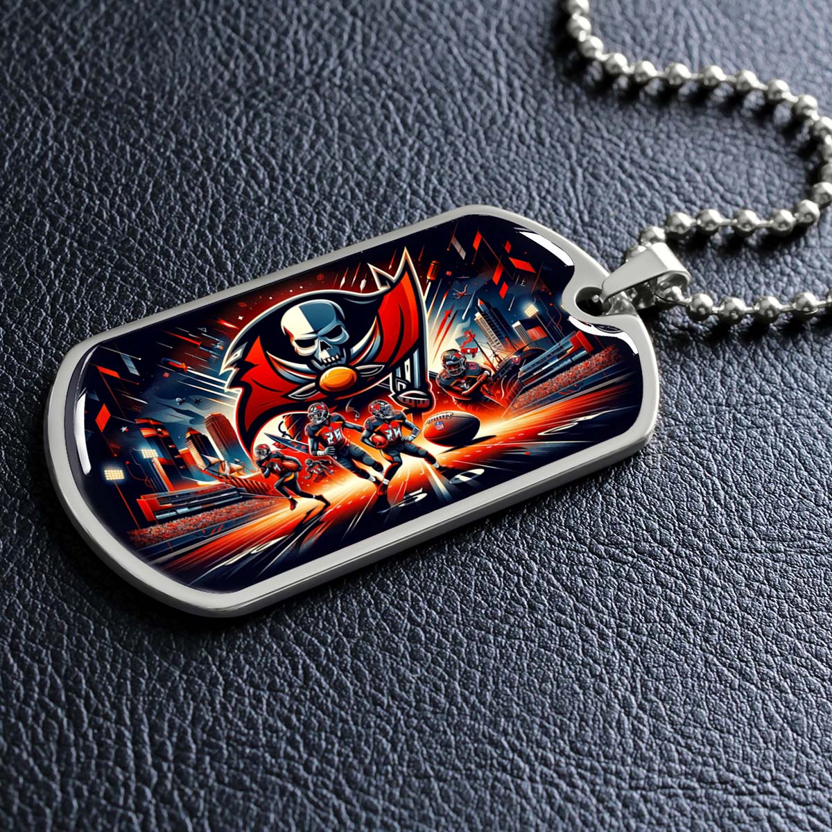 American Football - AFD051 - Tampa Bay Buccaneers Super Bowl Spirit - American Football Dog Tag - Military Ball Chain - Luxury Dog Tag