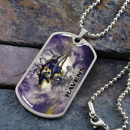 American Football - AFD054 - Baltimore Ravens - NFL Football Team - American Football Dog Tag - Military Ball Chain - Luxury Dog Tag