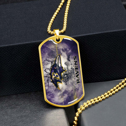 American Football - AFD054 - Baltimore Ravens - NFL Football Team - American Football Dog Tag - Military Ball Chain - Luxury Dog Tag