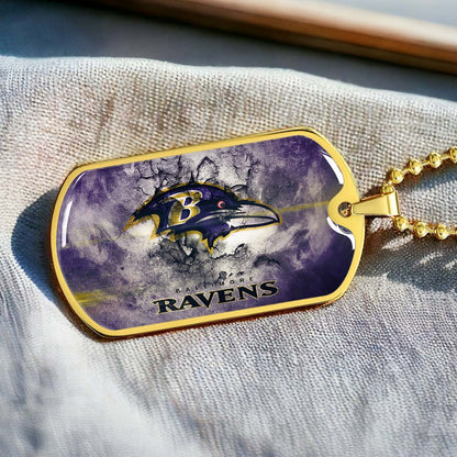 American Football - AFD054 - Baltimore Ravens - NFL Football Team - American Football Dog Tag - Military Ball Chain - Luxury Dog Tag