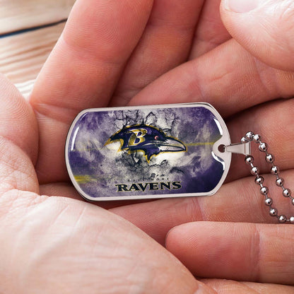 American Football - AFD054 - Baltimore Ravens - NFL Football Team - American Football Dog Tag - Military Ball Chain - Luxury Dog Tag