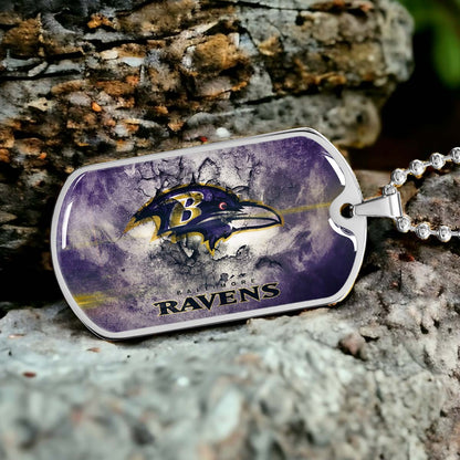 American Football - AFD054 - Baltimore Ravens - NFL Football Team - American Football Dog Tag - Military Ball Chain - Luxury Dog Tag