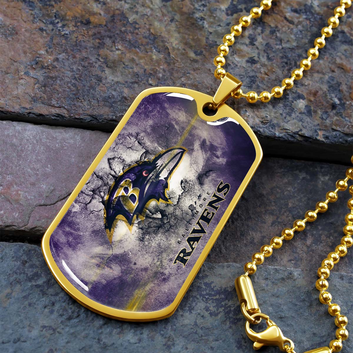 American Football - AFD054 - Baltimore Ravens - NFL Football Team - American Football Dog Tag - Military Ball Chain - Luxury Dog Tag