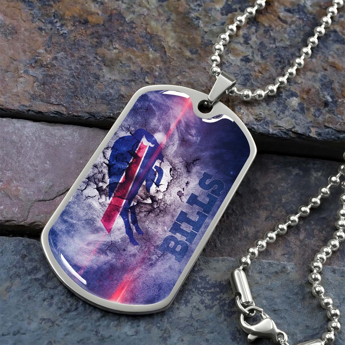 American Football - AFD055 - Buffalo Bills - NFL Football Team - American Football Dog Tag - Military Ball Chain - Luxury Dog Tag