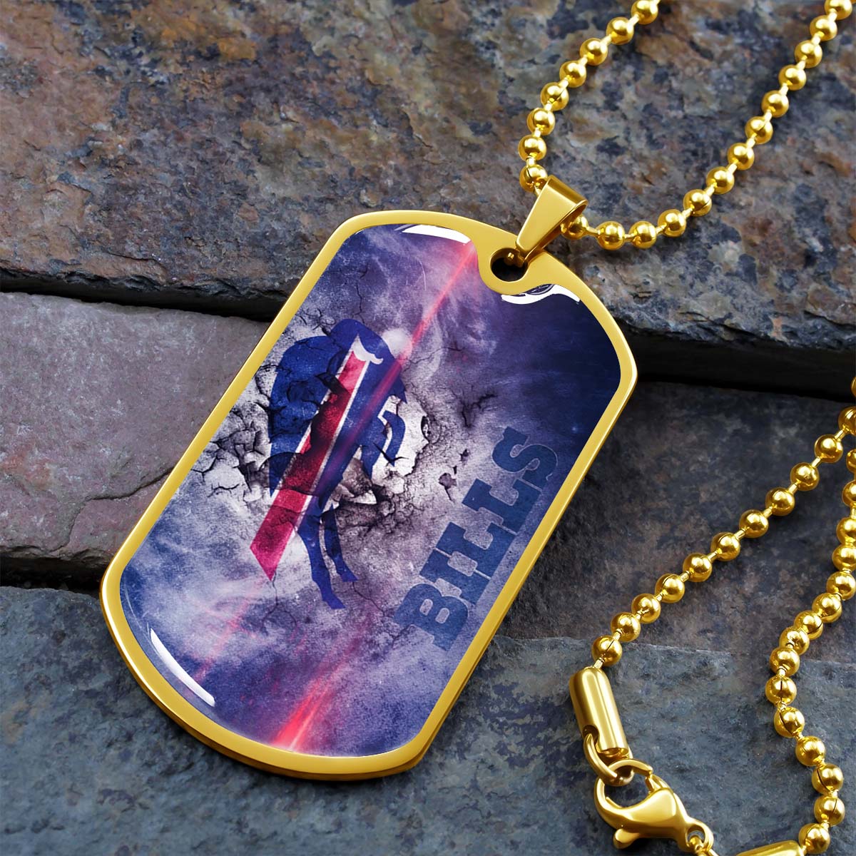 American Football - AFD055 - Buffalo Bills - NFL Football Team - American Football Dog Tag - Military Ball Chain - Luxury Dog Tag