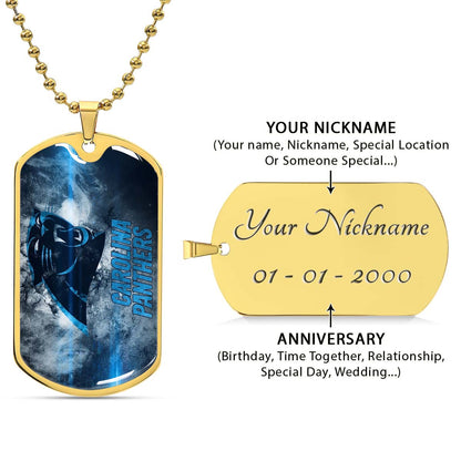American Football - AFD056 - Carolina Panthers - NFL Football Team - American Football Dog Tag - Military Ball Chain - Luxury Dog Tag