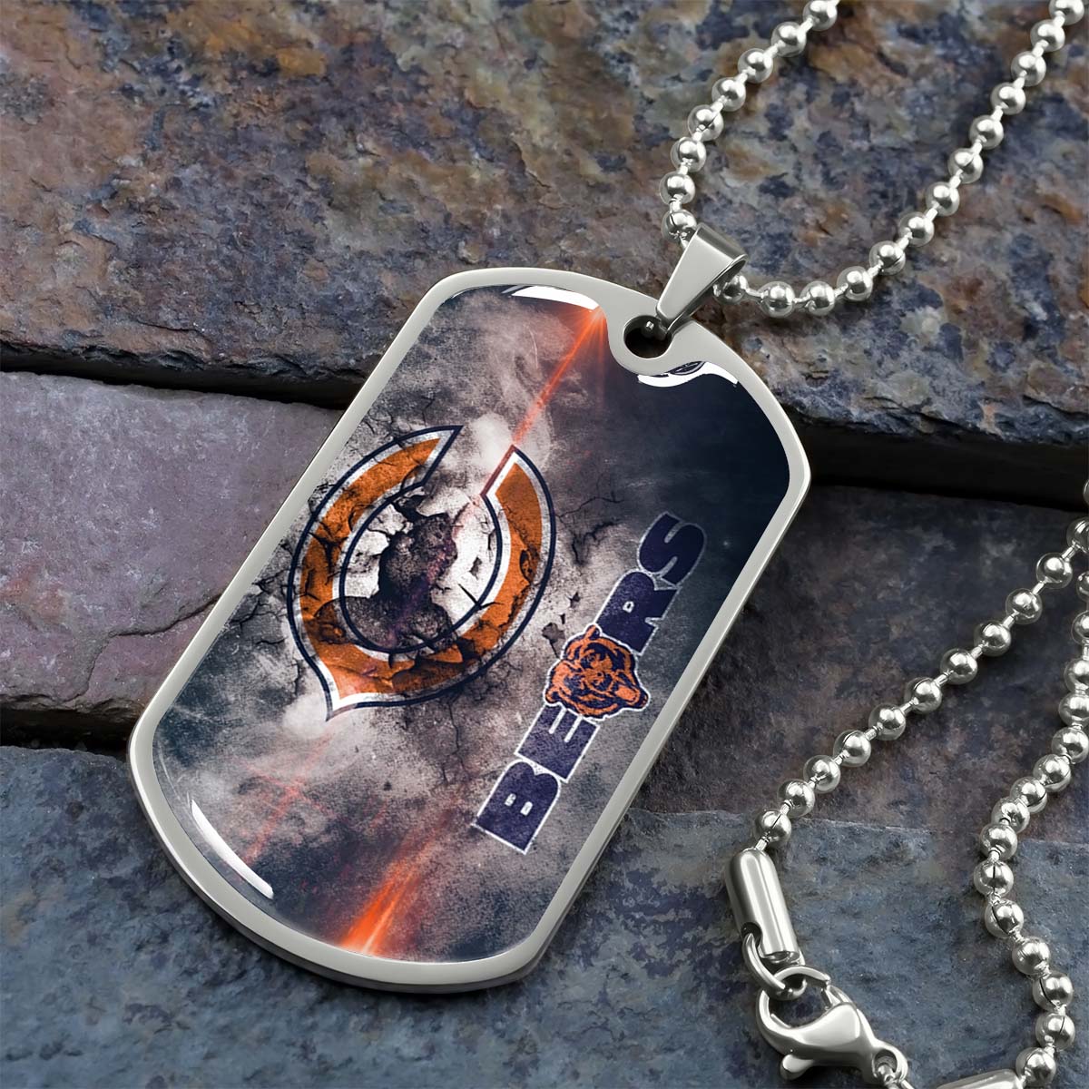 American Football - AFD057 - Chicago Bears - NFL Football Team - American Football Dog Tag - Military Ball Chain - Luxury Dog Tag