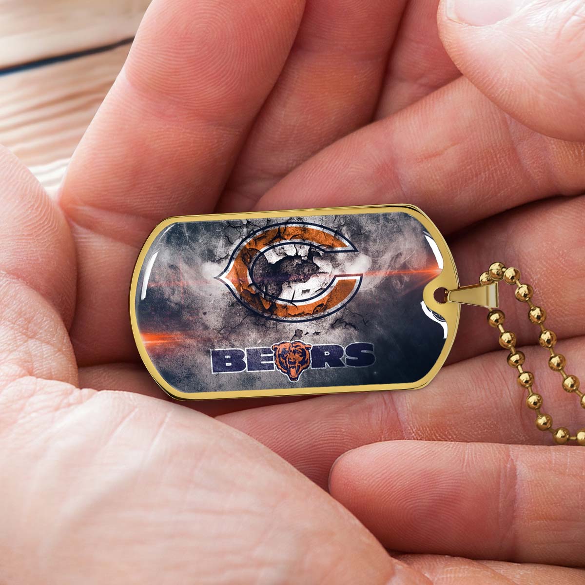 American Football - AFD057 - Chicago Bears - NFL Football Team - American Football Dog Tag - Military Ball Chain - Luxury Dog Tag