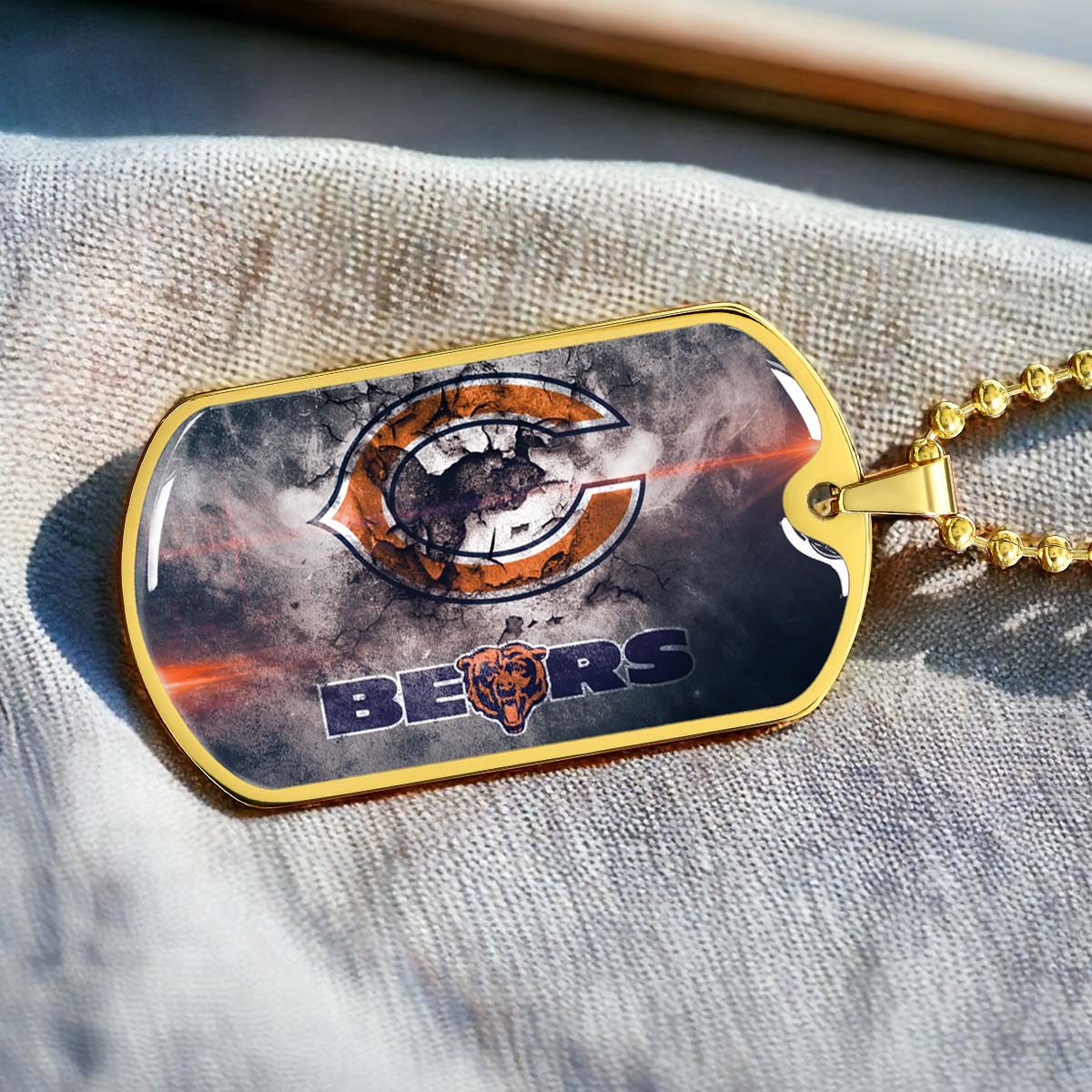 American Football - AFD057 - Chicago Bears - NFL Football Team - American Football Dog Tag - Military Ball Chain - Luxury Dog Tag