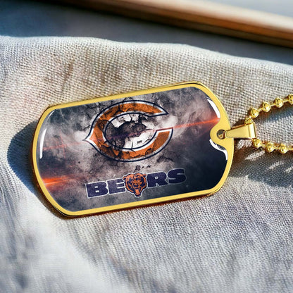 American Football - AFD057 - Chicago Bears - NFL Football Team - American Football Dog Tag - Military Ball Chain - Luxury Dog Tag