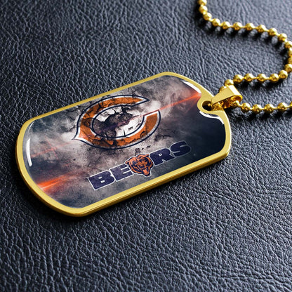 American Football - AFD057 - Chicago Bears - NFL Football Team - American Football Dog Tag - Military Ball Chain - Luxury Dog Tag