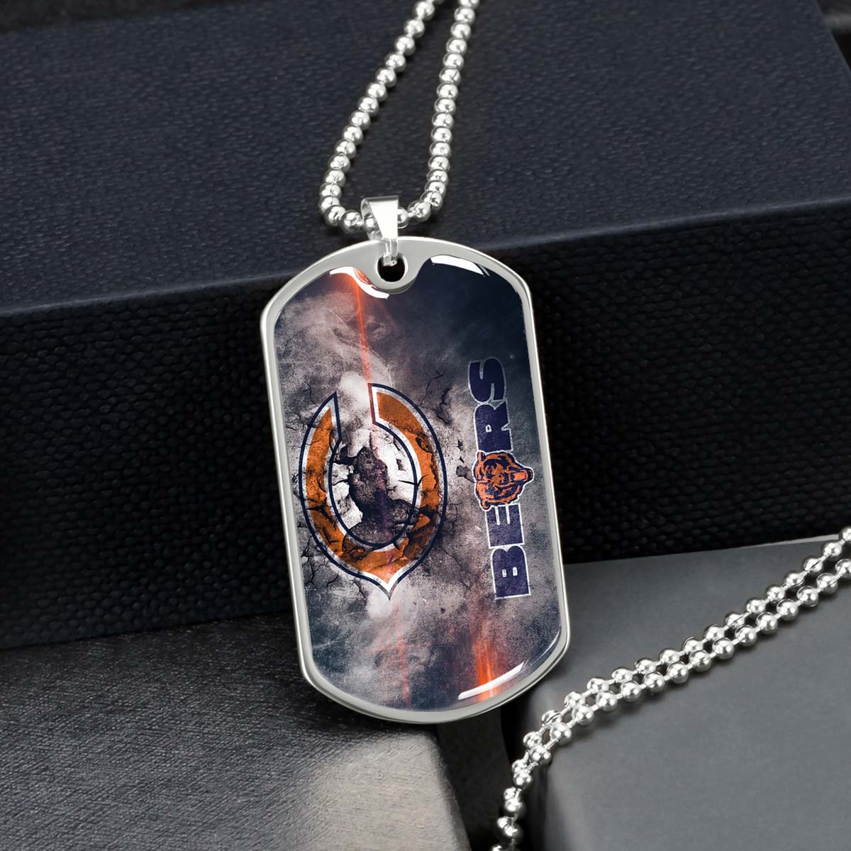 American Football - AFD057 - Chicago Bears - NFL Football Team - American Football Dog Tag - Military Ball Chain - Luxury Dog Tag
