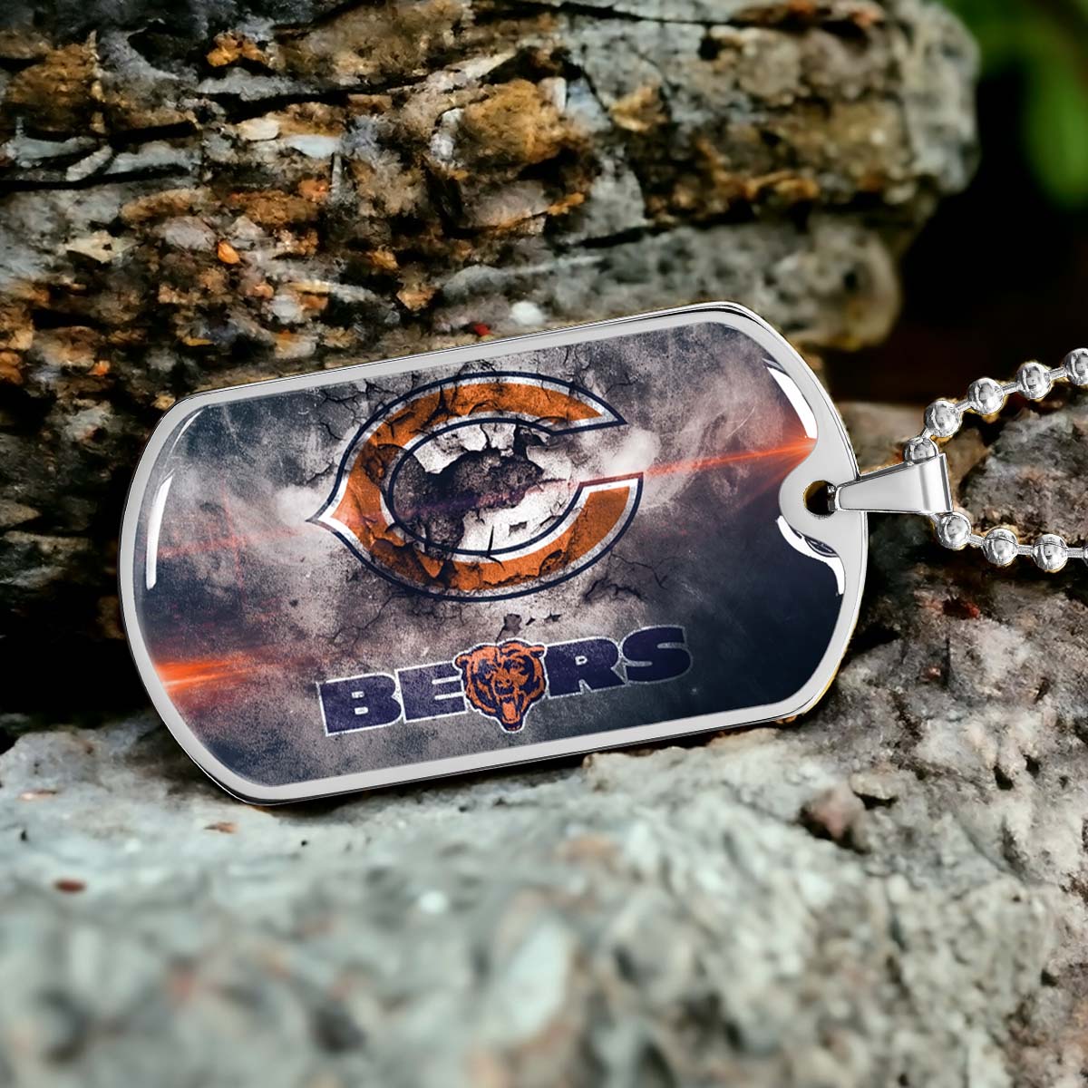 American Football - AFD057 - Chicago Bears - NFL Football Team - American Football Dog Tag - Military Ball Chain - Luxury Dog Tag